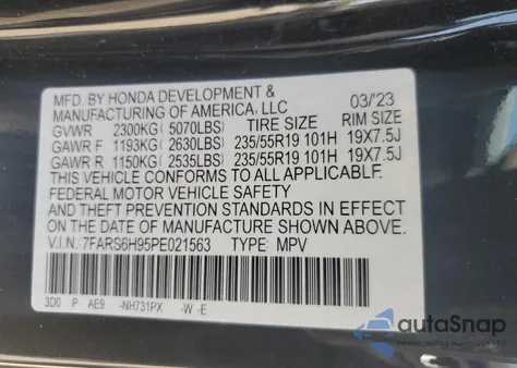 2023 Honda Cr-V Sport Touring z USA, uszkodzony, nr VIN 7FARS6H95PE021563